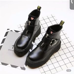 Faux Doc Martens x Lazy Oaf Heart Buckle Boots